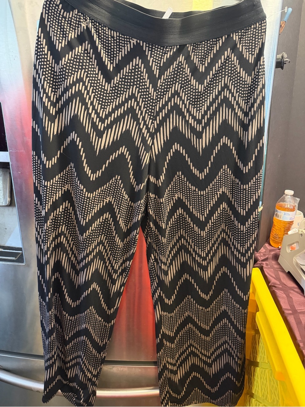 Black & Cream Chevron Wide Leg Women's Pants
